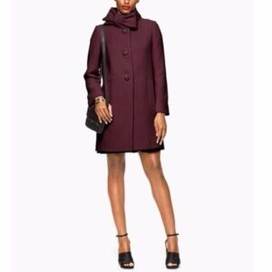 Kate Spade Bow Collar Wool Blend Coat – Burgundy / Wine – Sz. 0